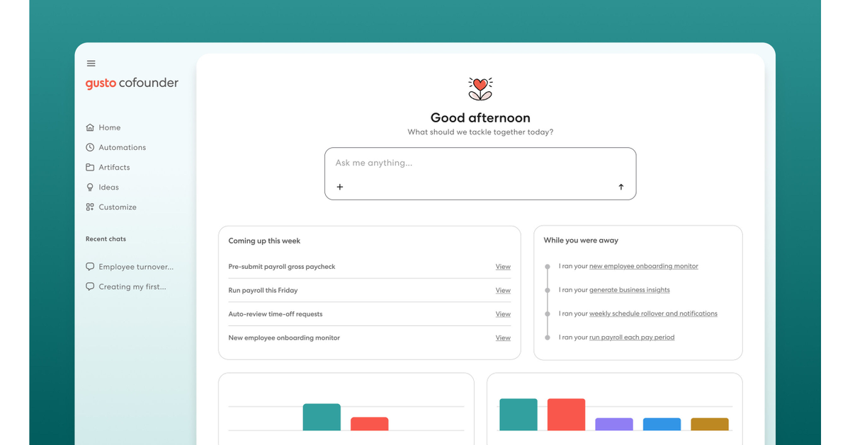 Gusto Launches Cofounder, an AI Teammate Purpose-Built for Small Businesses
