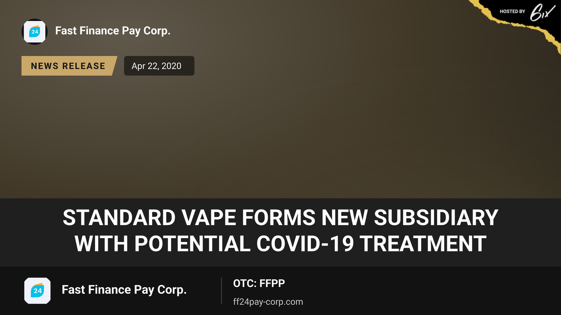 Standard Vape forms new subsidiary with potential COVID-19 treatment