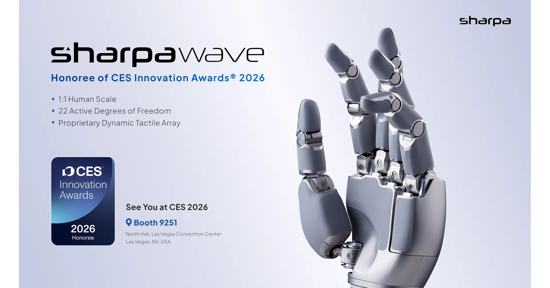 Singapore's Sharpa Wins CES 2026 Innovation Award for Groundbreak AI Robotic Hand SharpaWave