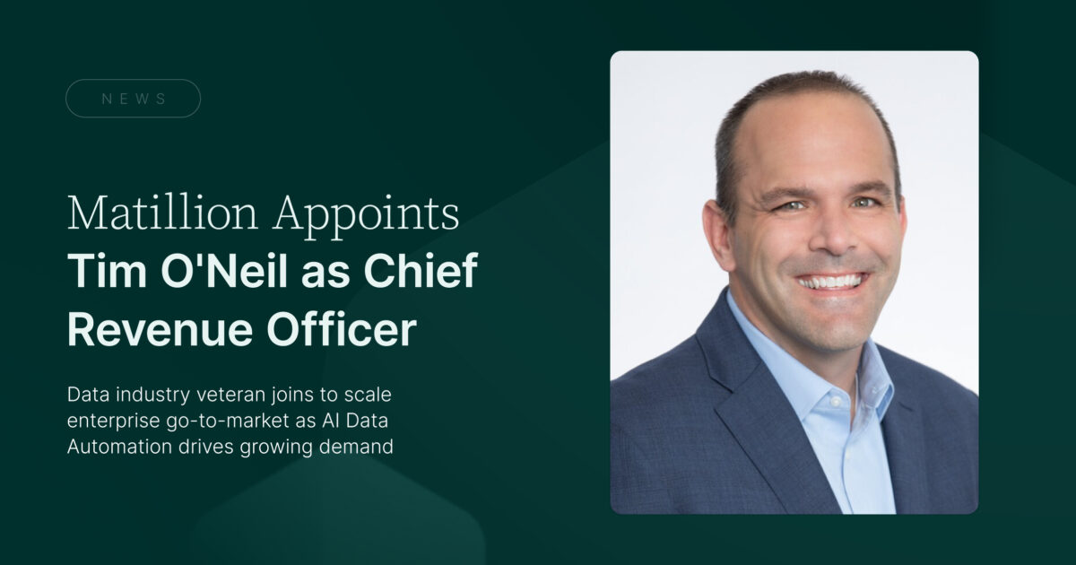 Matillion Appoints Tim O'Neil as Chief Revenue Officer
