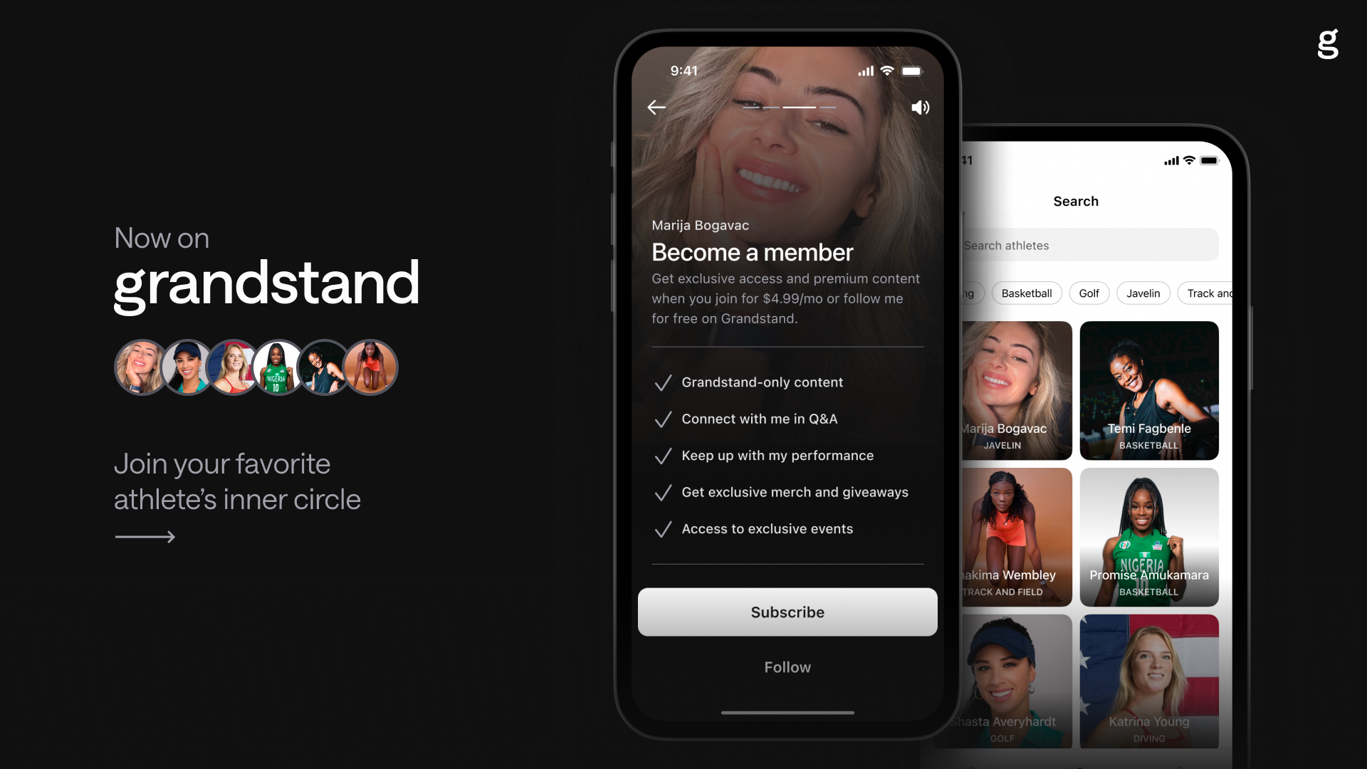 Grandstand launches first collective of women athletes to join creator platform