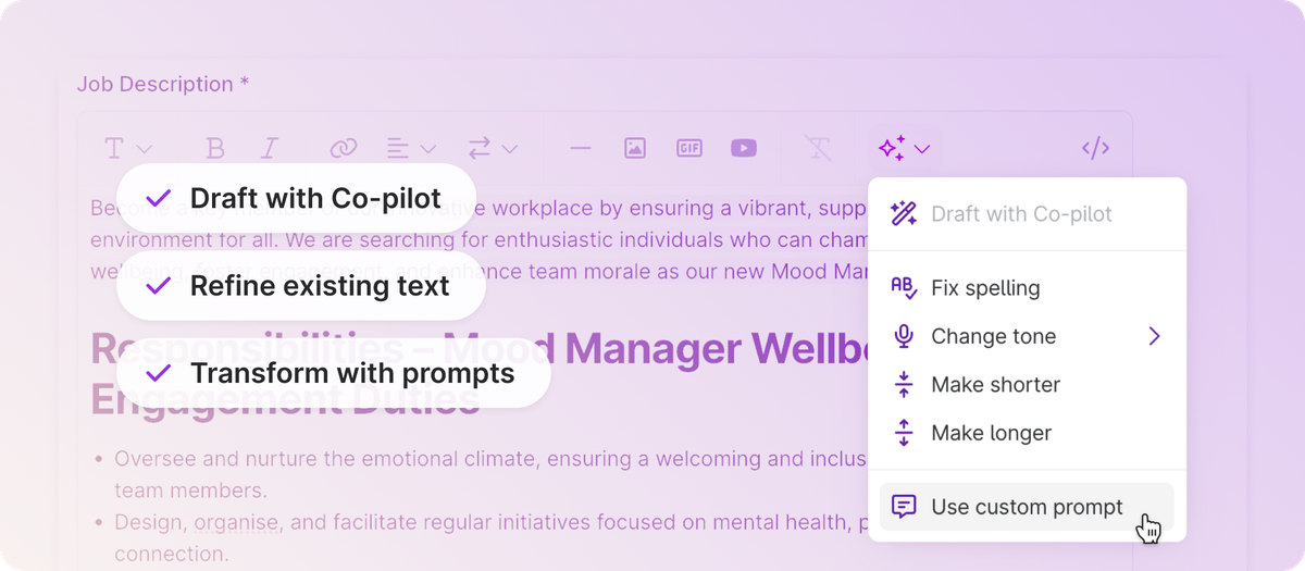 Teamtailor Co-pilot can now edit text your way ✨