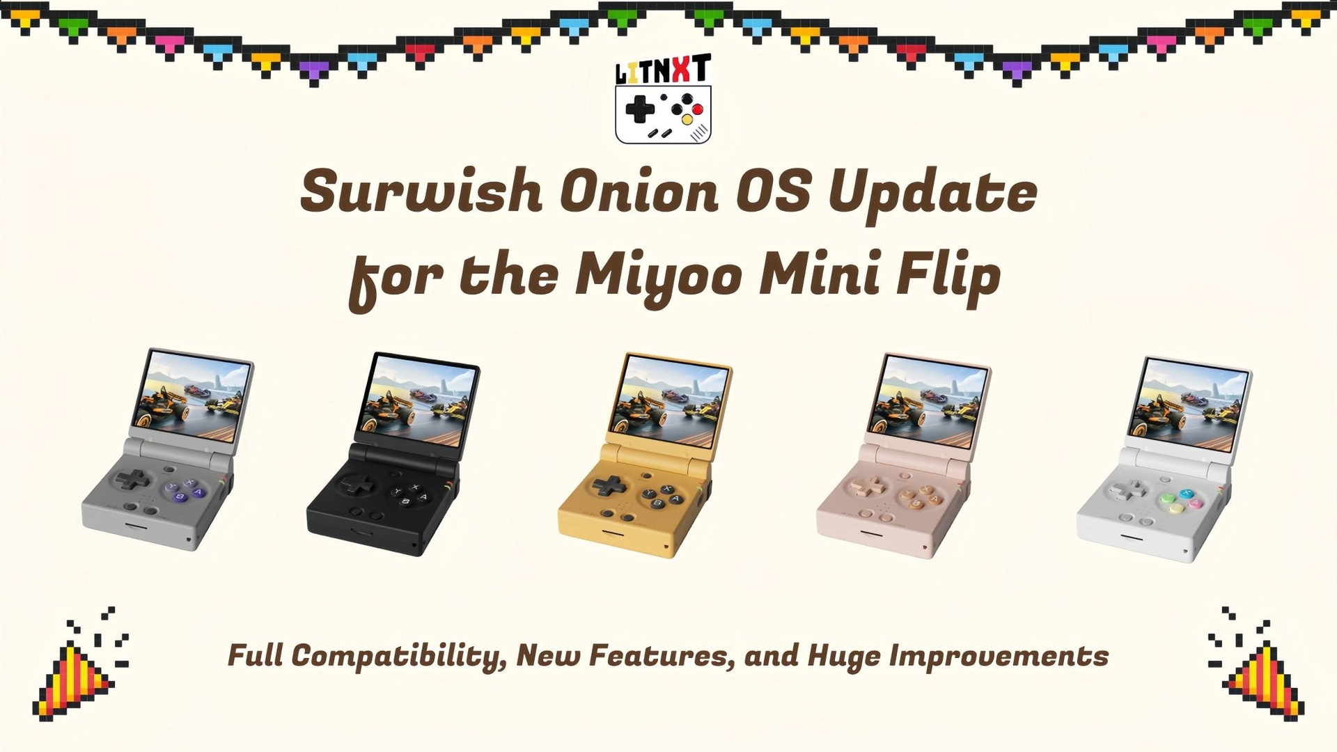 Surwish Onion OS Update for the Miyoo Mini Flip — Full Compatibility, New Features, and Huge Improvements