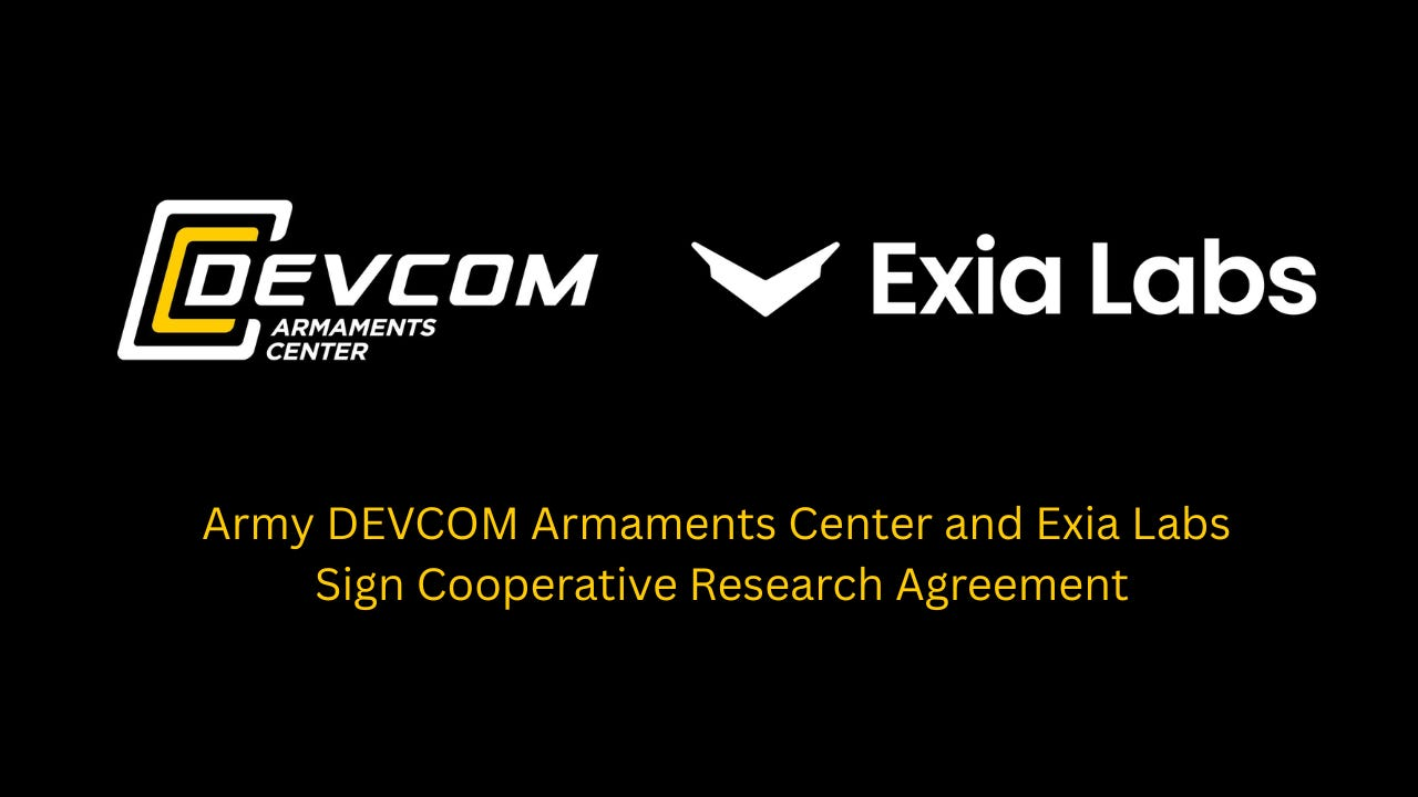 Exia Labs Announces Cooperative R&D with U.S. Army DEVCOM Armaments Center to Advance AI Agents for Autonomous and Remotely Operated Weapon Systems