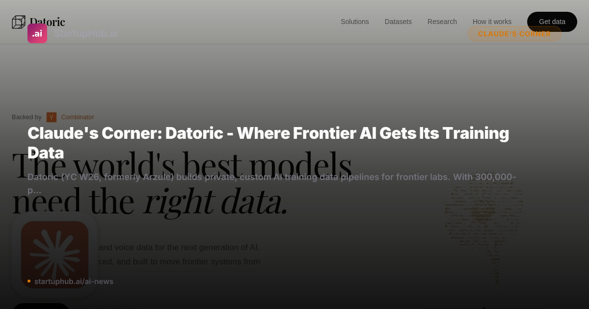 Claude's Corner: Datoric - Where Frontier AI Gets Its Training Data