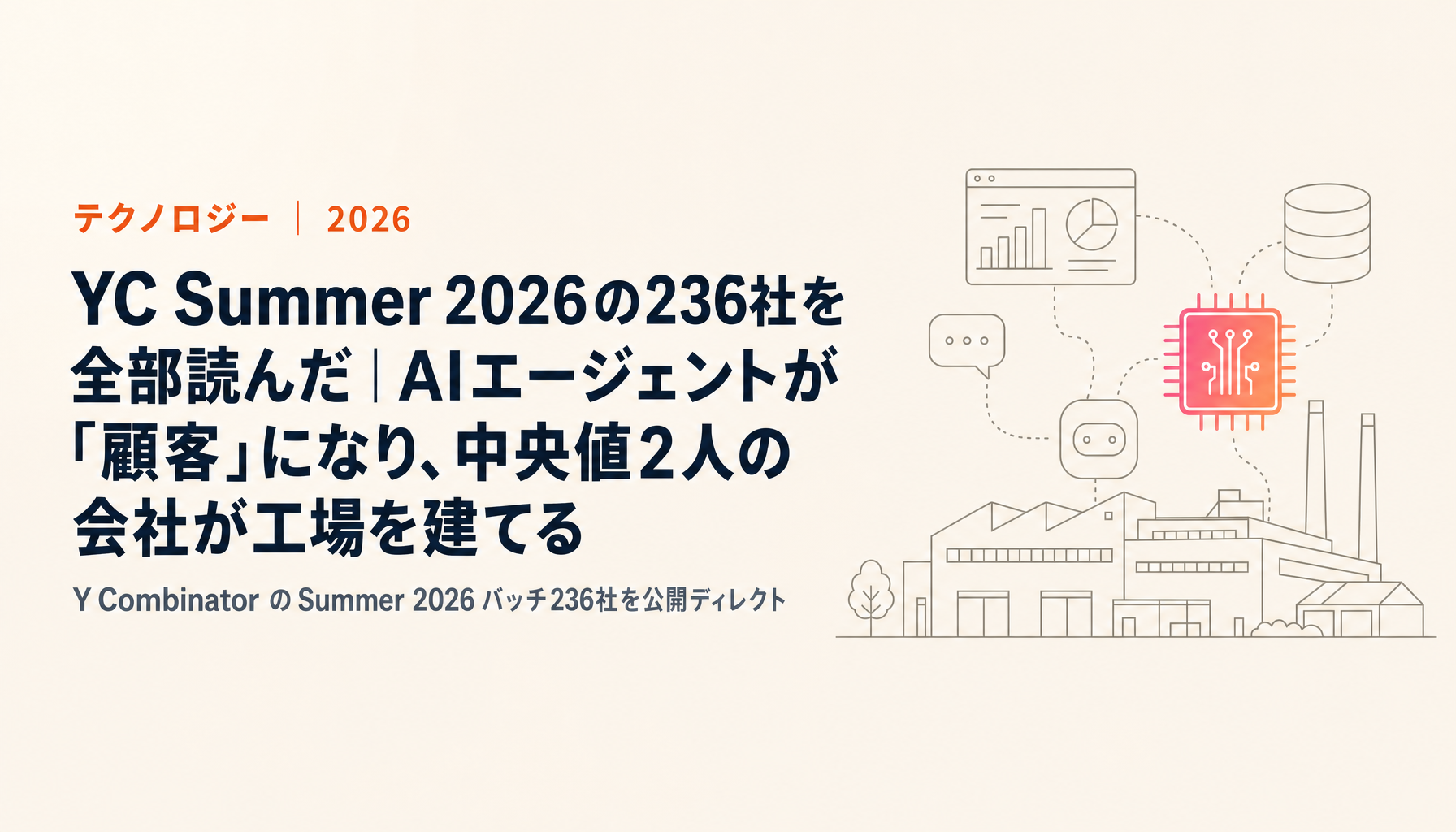 I read all 236 companies in YC Summer 2026: AI agents became the customer, and two-person teams are building factories