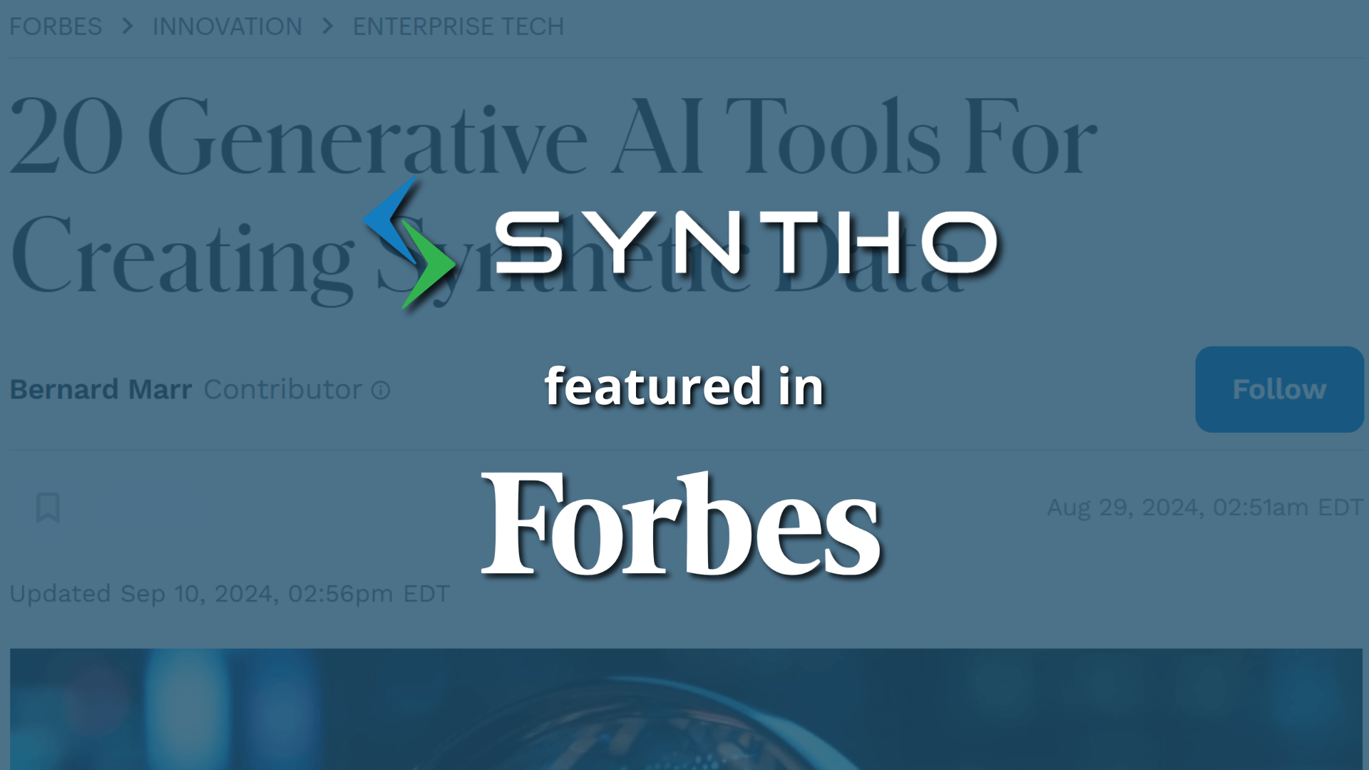 Syntho featured in Forbes’s top 20 Generative AI Tools For Creating Synthetic Data