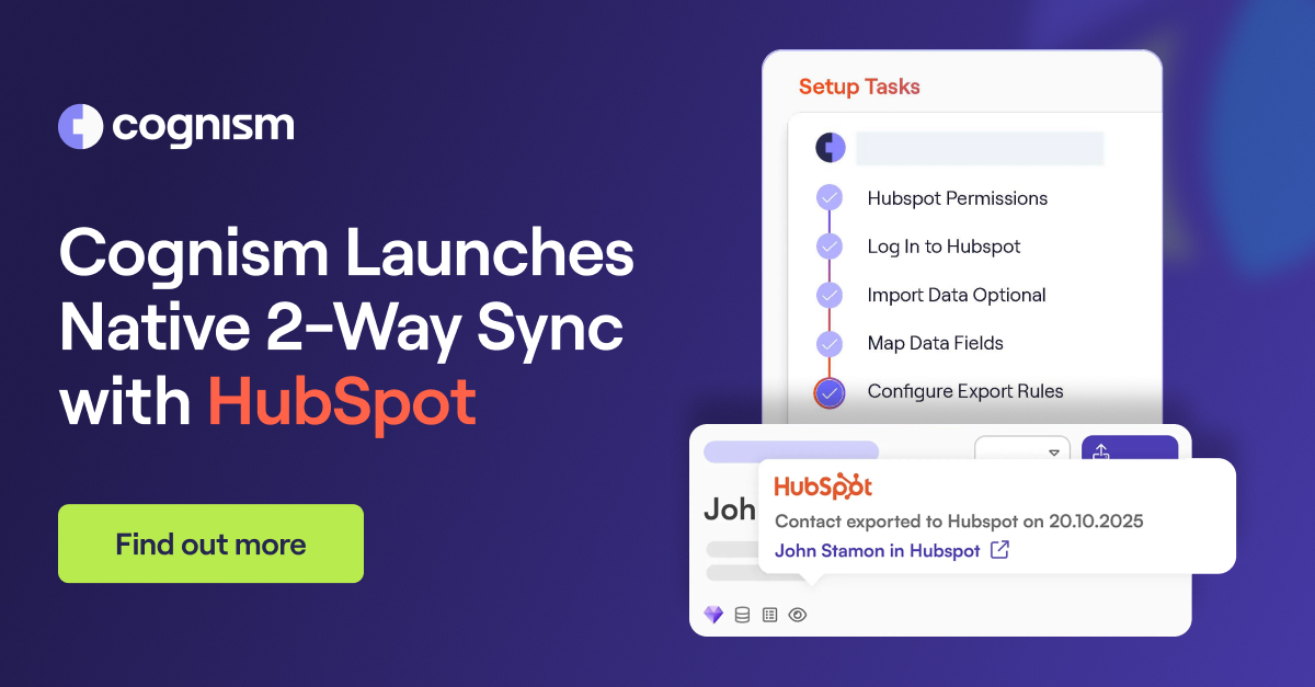 Cognism Launches Native 2-Way Sync For HubSpot