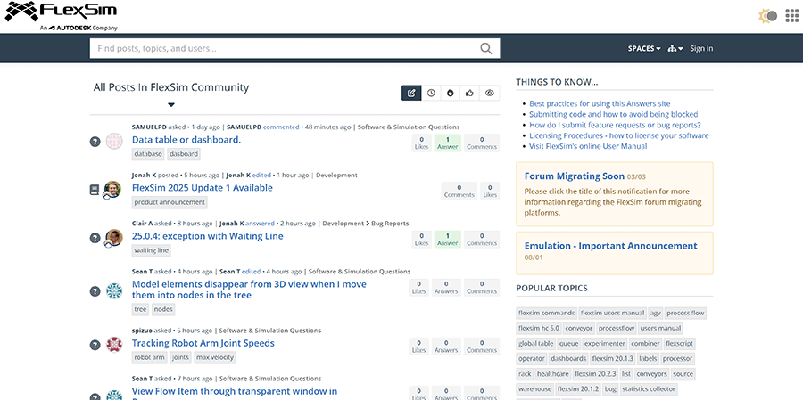 FlexSim Answers to migrate to Autodesk Forums on April 25