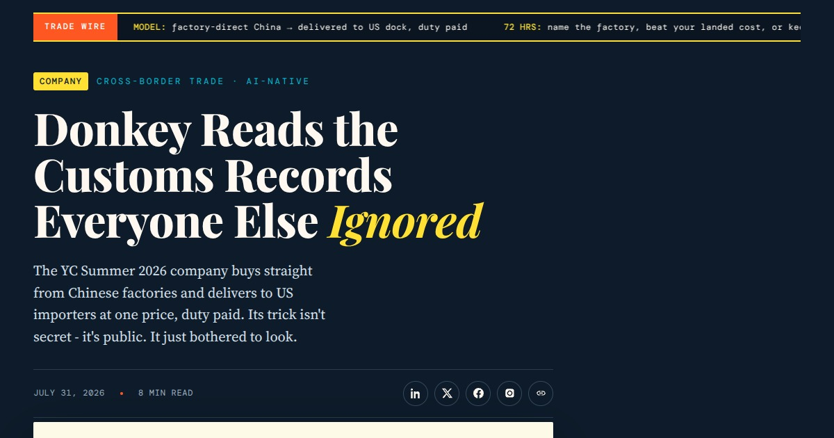 Donkey Reads the Customs Records Everyone Else Ignored