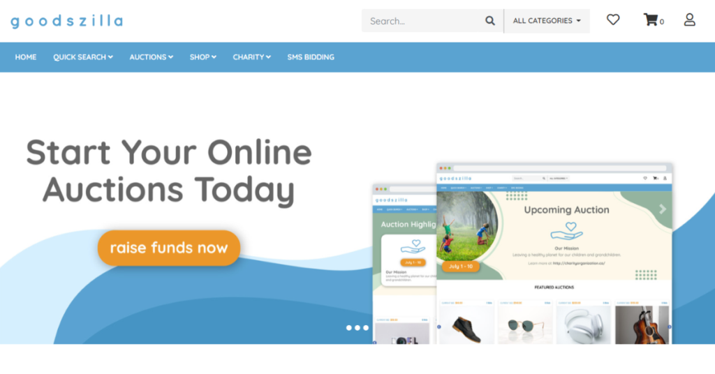 Goodszilla Charitable Auction Marketplace Live