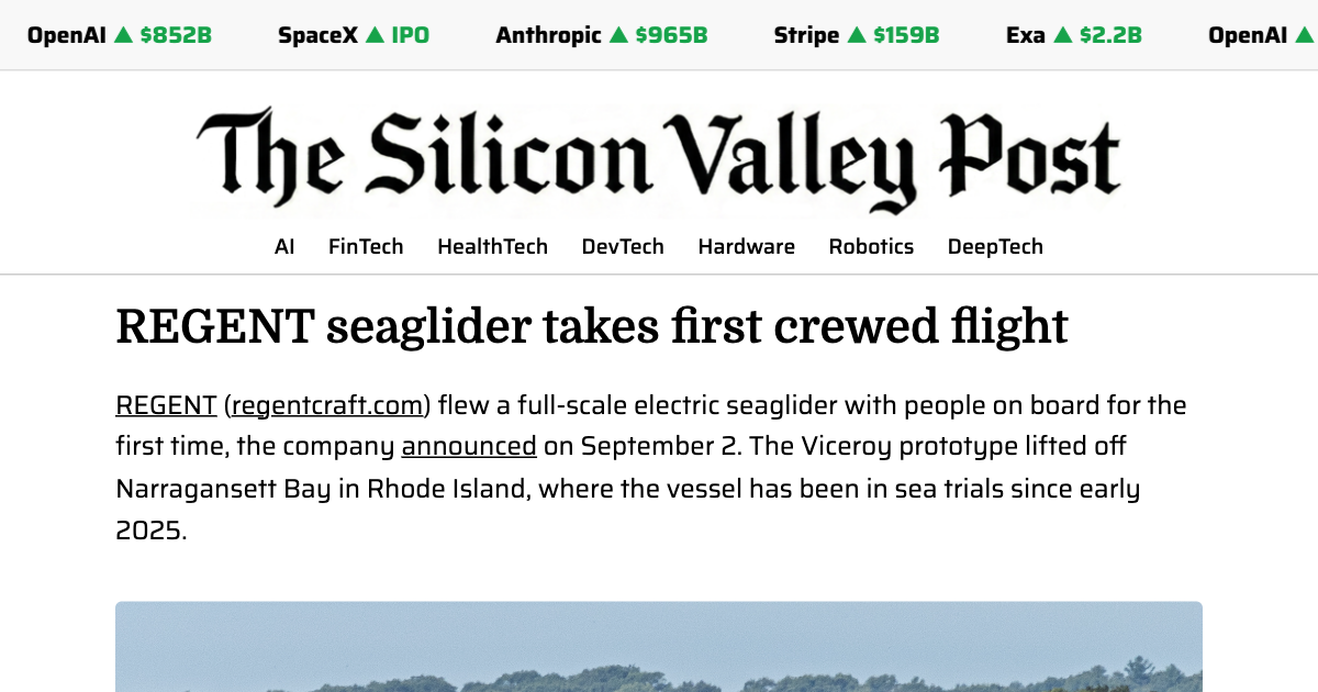REGENT seaglider takes first crewed flight