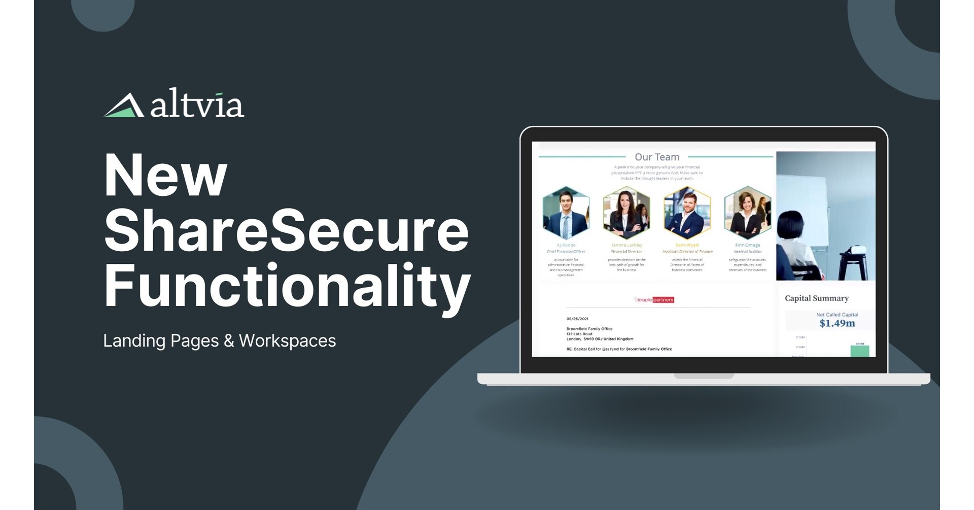 Altvia Elevates Investor Engagement and Strengthens Digital Brand with Innovative ShareSecure Features: Landing Pages and Workspaces