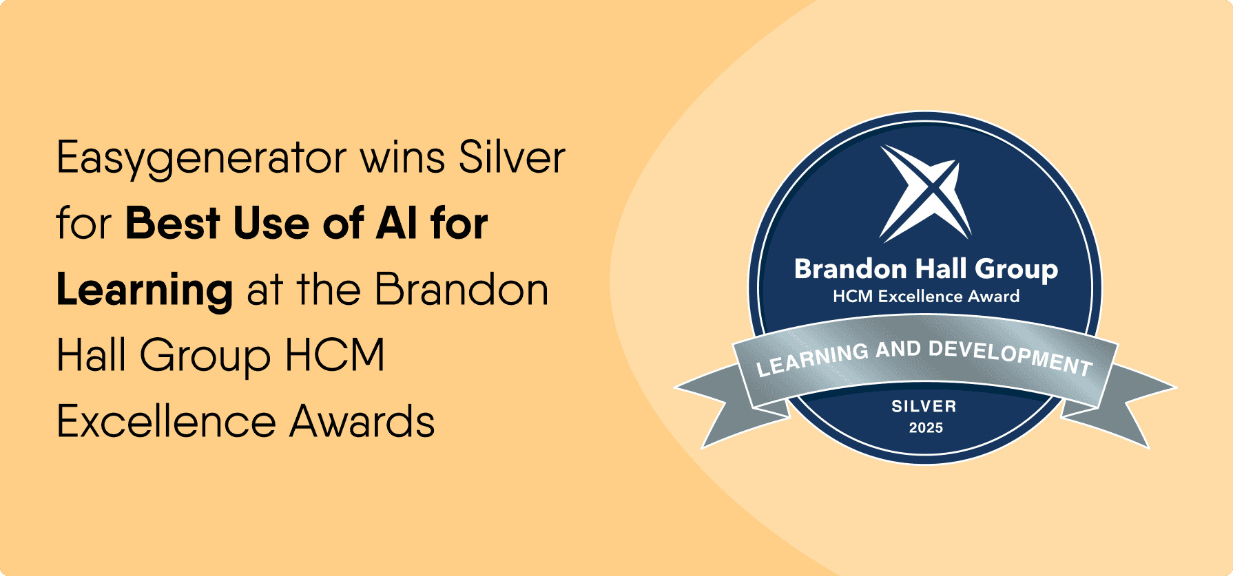 Easygenerator wins Silver for Best Use of AI for Learning at the 2025 Brandon Hall Group HCM Excellence Awards