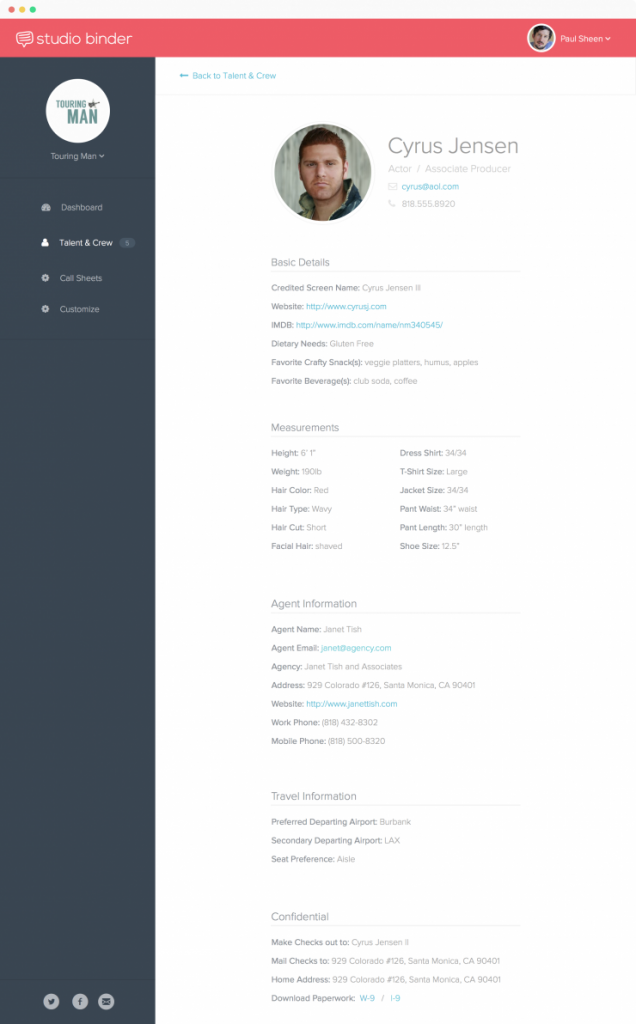 Studio Binder Lets You Send Out Call Sheets via Personalised Email & SMS
