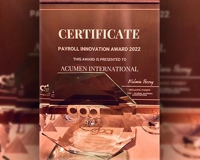 Acumen International Wins Global Payroll Association's Payroll Innovation Award 2022