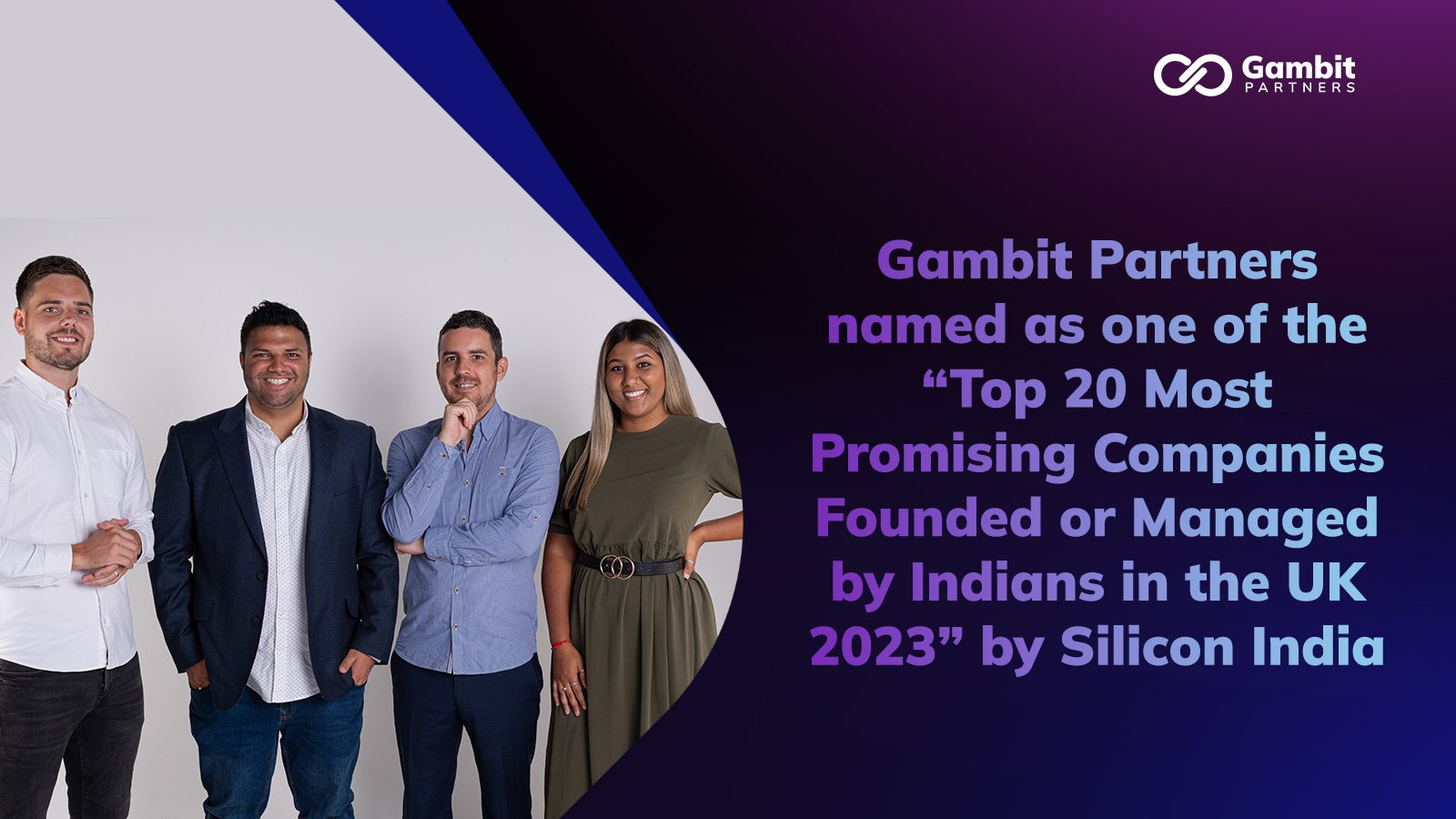Gambit Partners named as one of the Top 20 Most Promising Companies Founded or Managed by Indians in the UK 2023 by Silicon India