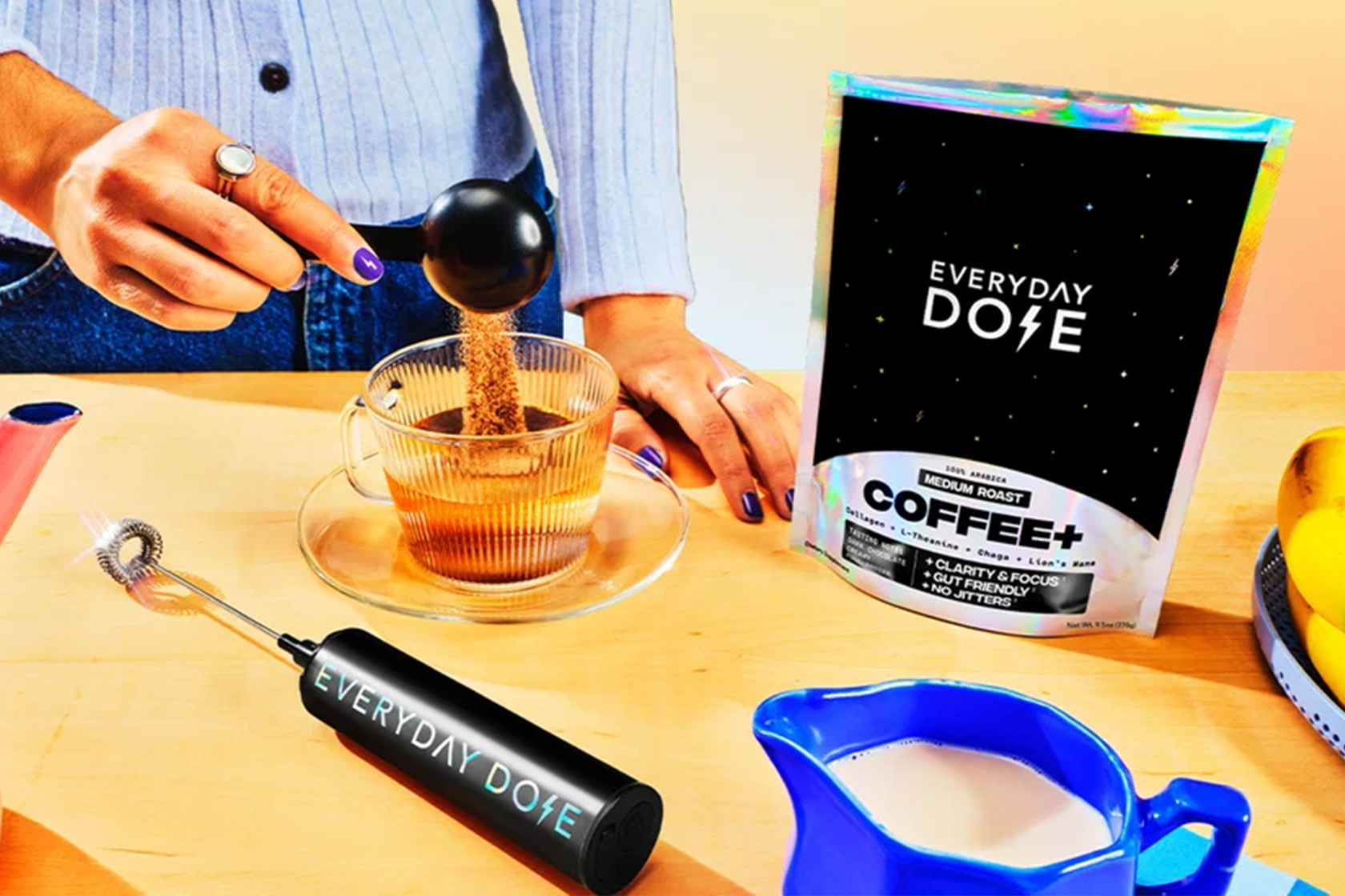 Everyday Dose Coffee+ combines caffeine, mushrooms, and L-Theanine