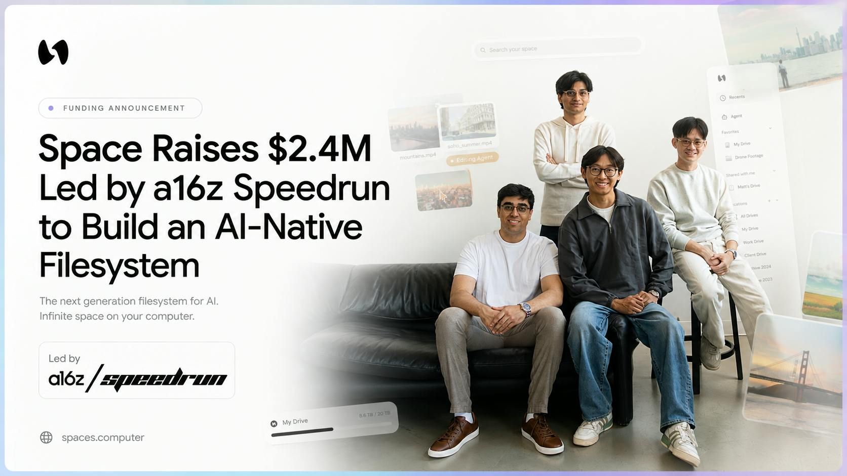 Space raises $2.4M led by a16z Speedrun to build an AI-native filesystem