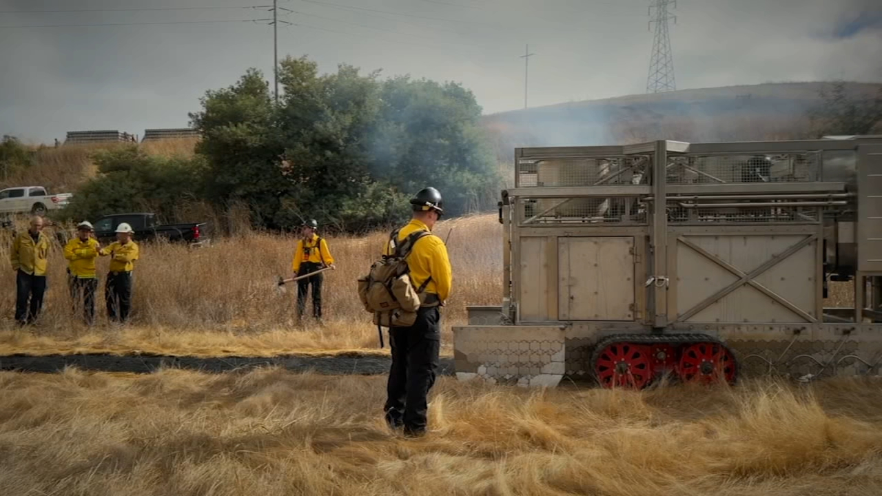BurnBot unveiled in Martinez as PG&E and CAL FIRE test its RX2 controlled burn machine