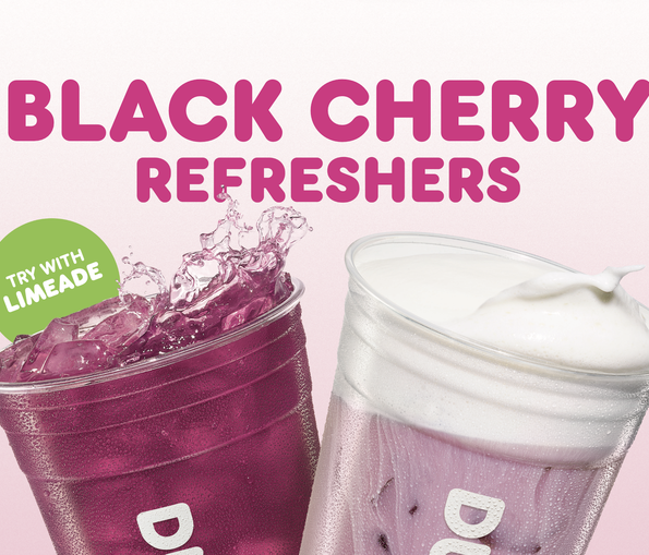 Dunkin Launches New Black Cherry and Limeade Refreshers and Dirty Soda