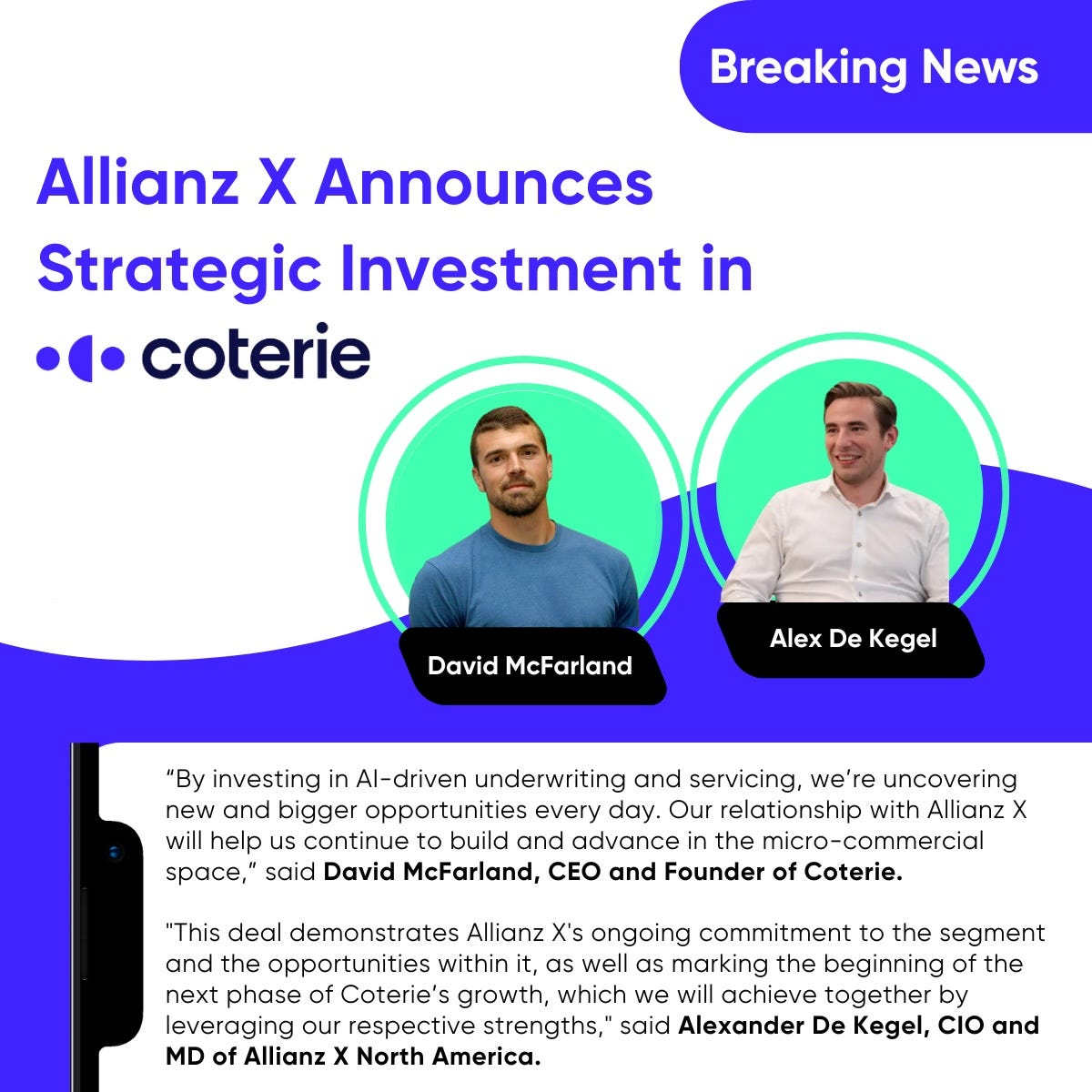 Allianz X announces strategic investment in Coterie Insurance