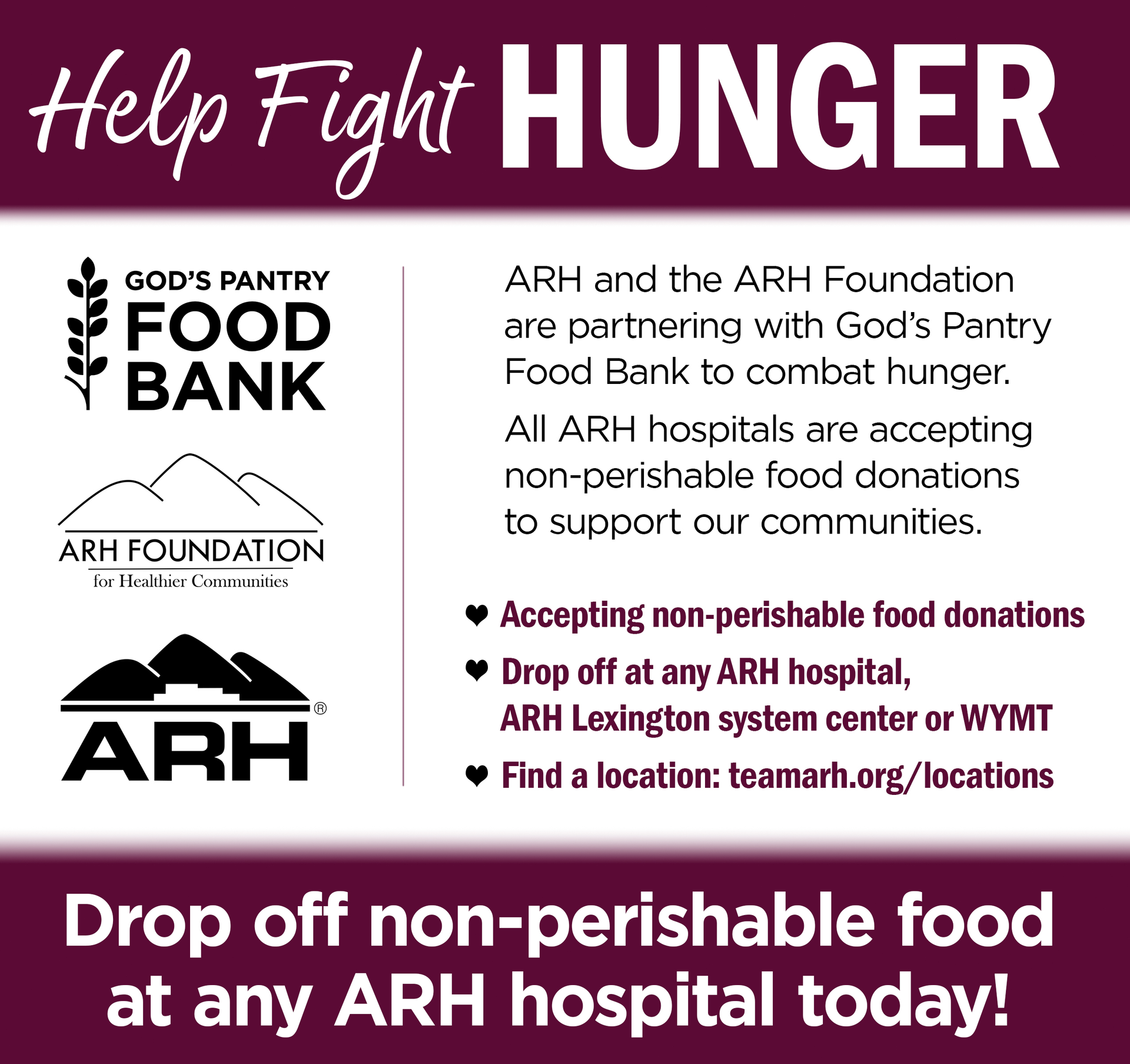 Appalachian Regional Healthcare hosting system wide food drive to combat food insecurity in local communities