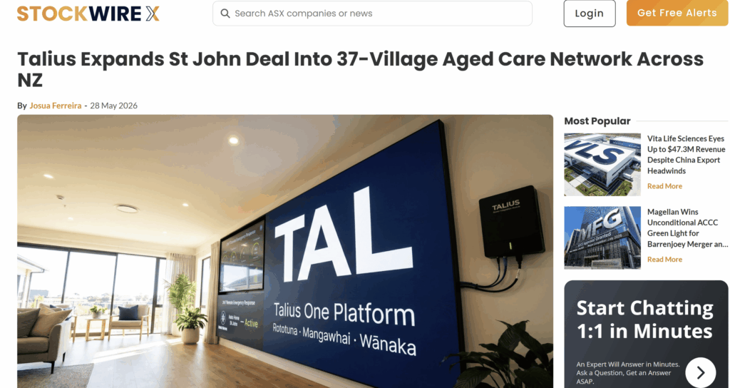 Talius Expands Hato Hone St John Partnership into Metlifecare Villages