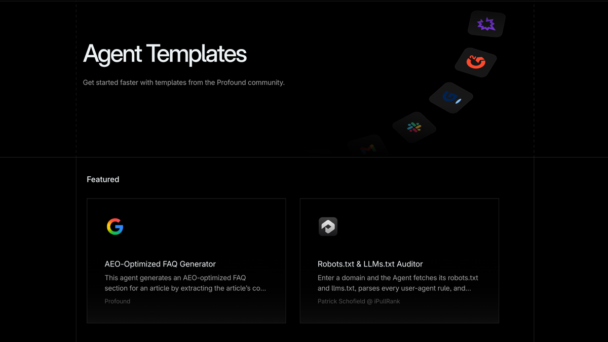 Introducing the Profound Agent Template Marketplace