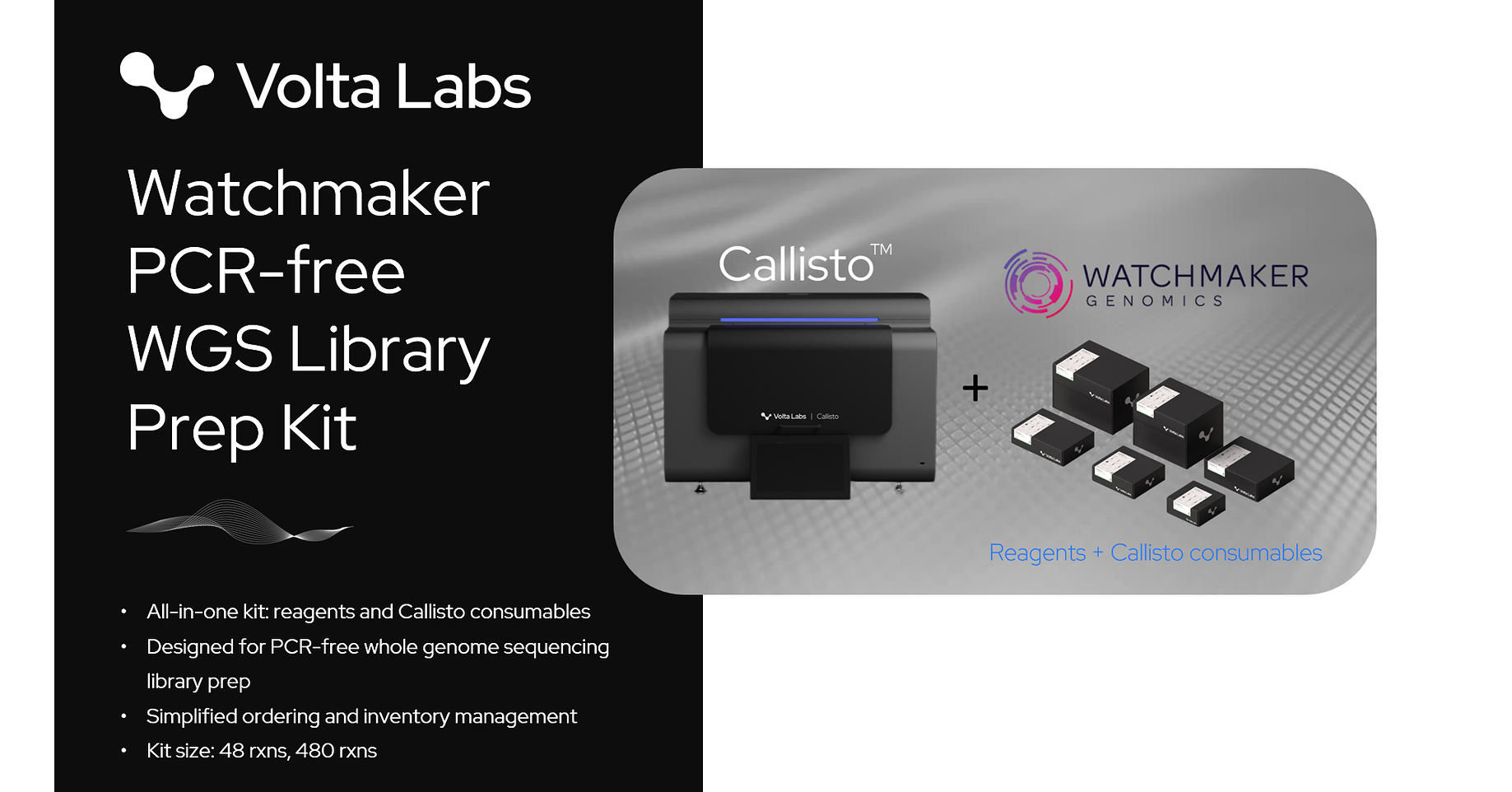 Volta Labs and Watchmaker Genomics Partner to Introduce Callisto Complete Kit for DNA EF Library Prep at AGBT 2026