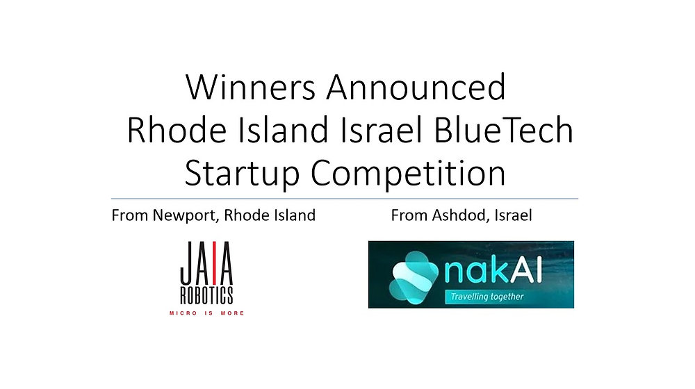 Winners Announced; Rhode Island Israel BlueTech Startup Competition