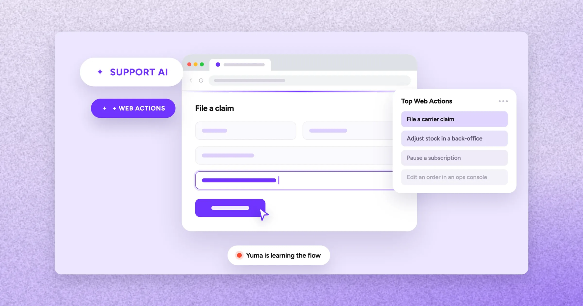 Support AI that works in a real browser, no API required