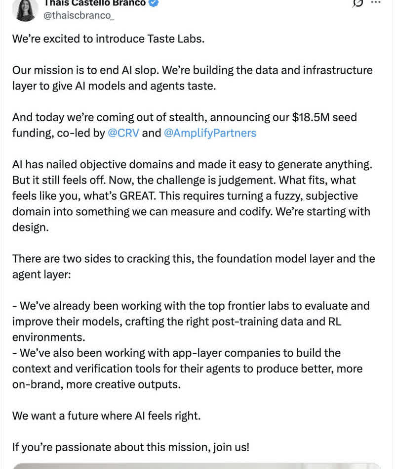 Taste Labs launches with $18.5M seed to give AI taste