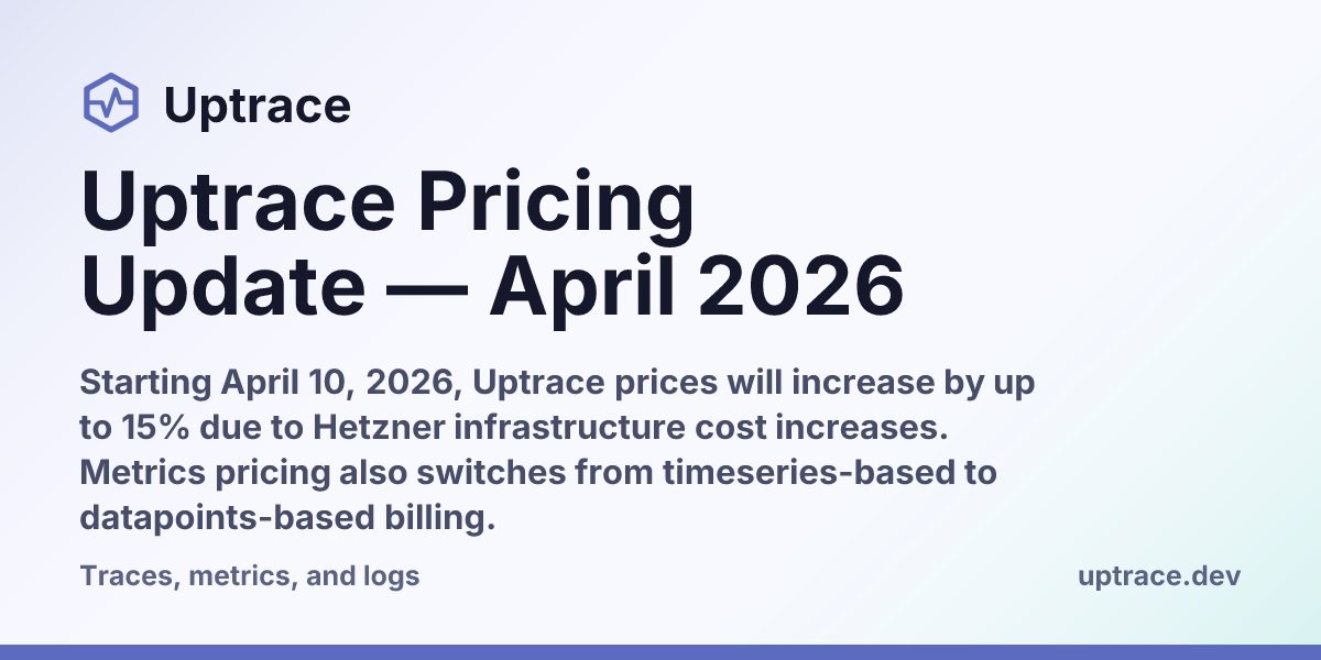 Uptrace Pricing Update — April 2026