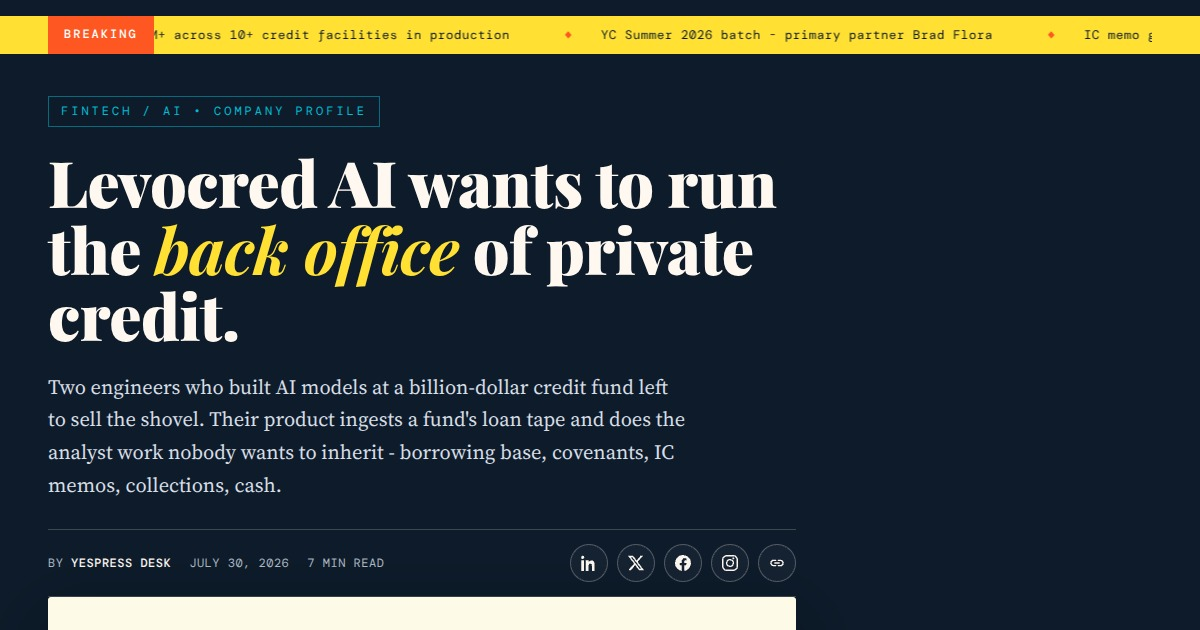 Levocred AI wants to run the back office of private credit