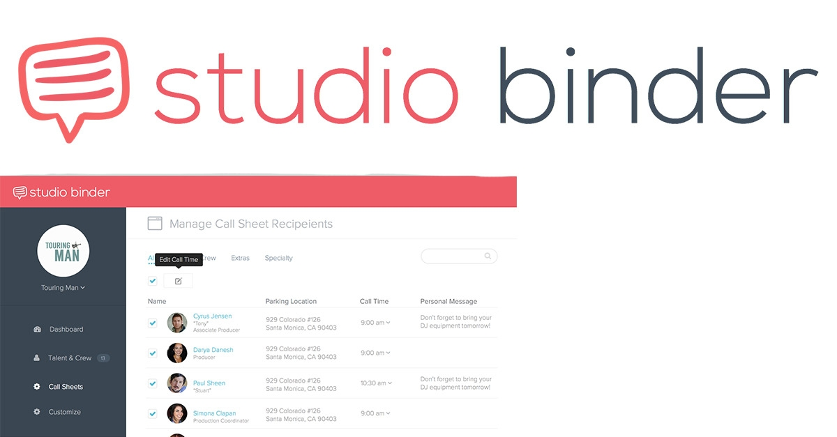 Studio Binder - Call Sheets Simplified