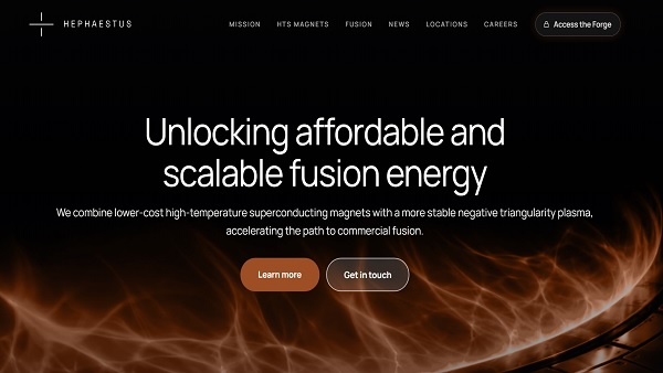 Hephaestus Raises $17.2 Million to Develop Fusion Technology and Superconducting Magnets