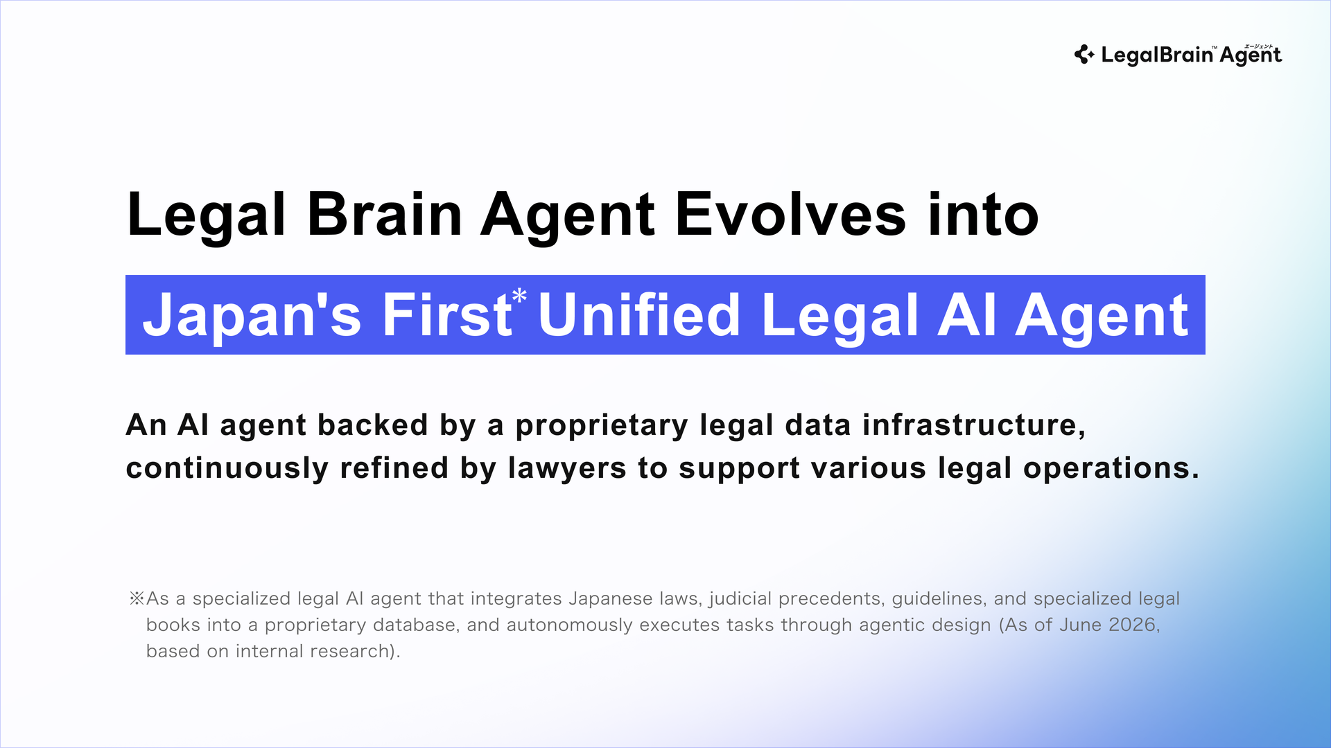 Bengo4.com, Upgrades "LegalBrain Agent" to Japan's First* Unified Legal AI Agent