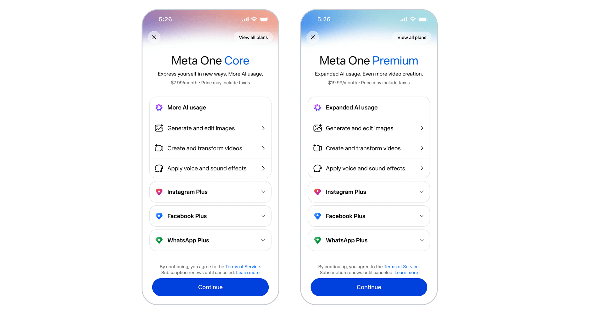 Meta rolls out its Meta One subscription bundle globally, with expanded Meta AI capabilities powered by Muse, and $7.99/month and $19.99/month individual plans